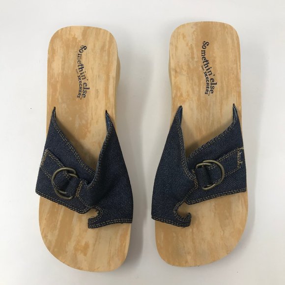 Skechers Shoes - Skechers Women Denim Wedge 8 Slip-On Sandal